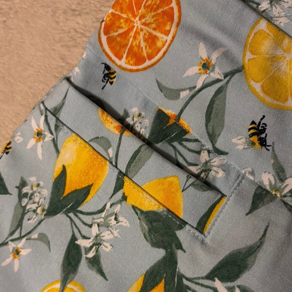 Belk Vibrant Citrus Print Capris - Blue and Orange